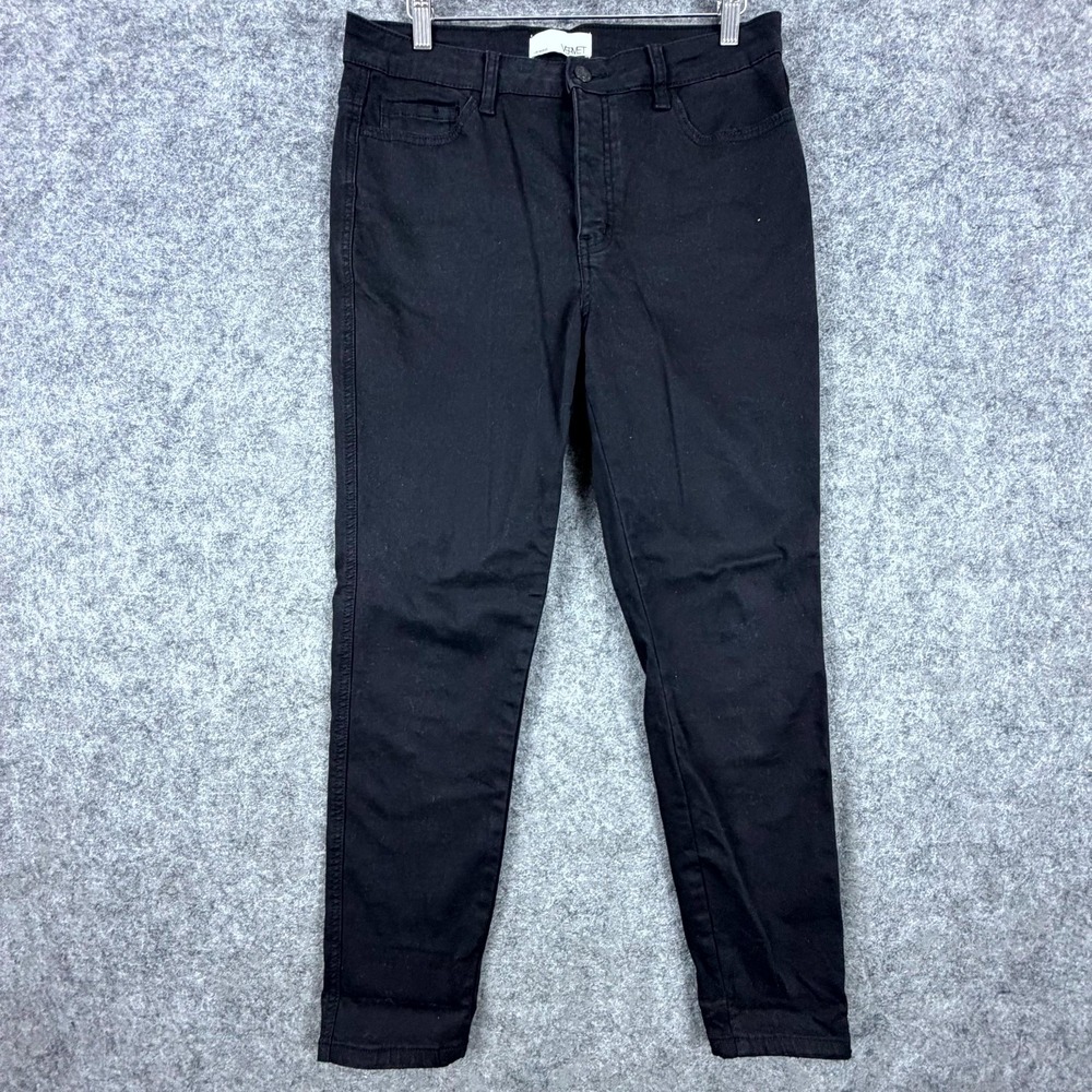 Vervet Straight Jeans Womens 31 Black Denim Cotton Stretch High Rise Button Fly